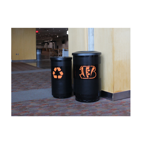 Logo recycling receptacle and custom trash can