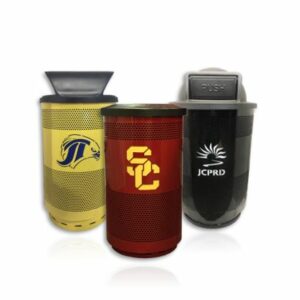 Witt Custom Stadium Series Yellow, Red and Black Custom Waste Receptacles