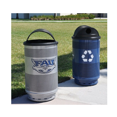 Witt Custom FAU Silver and Blue Standard Series Custom Logo Trash Cans