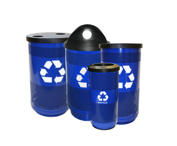 Witt Custom Blue Standard Series Custom Recycling Receptacles Transparent