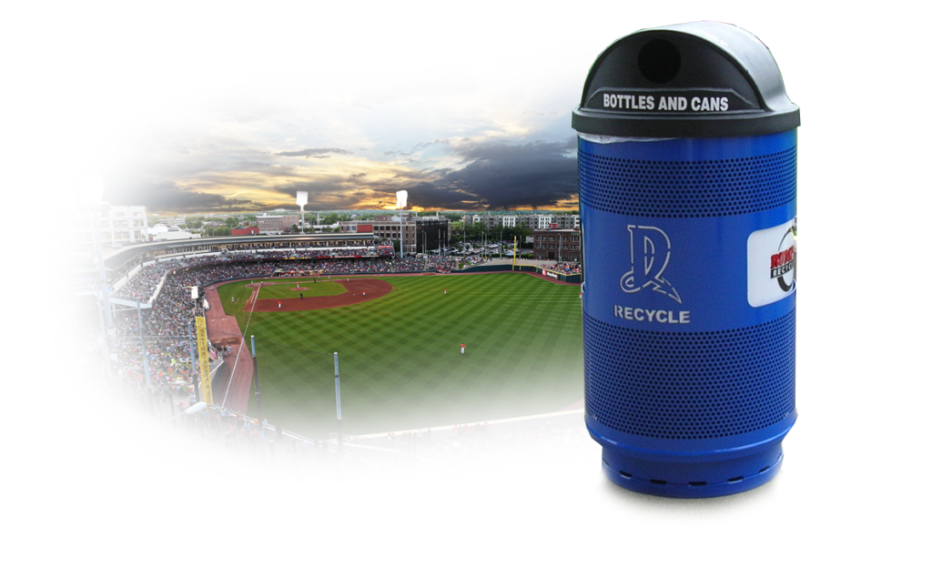 Witt Custom White Dragons Custom Trash Cans with Hood Top and Stadium Behind Shadowed