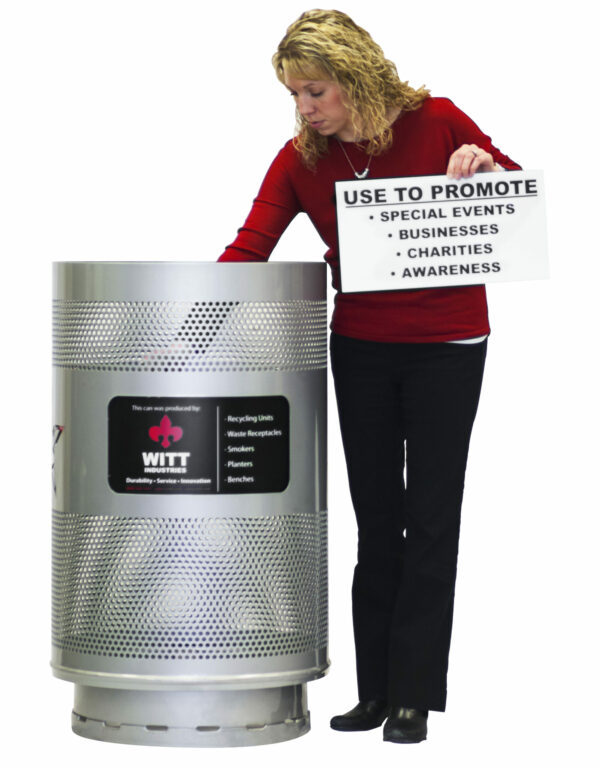 Witt Custom Trash Cans Stainless Steel Message Center Demo