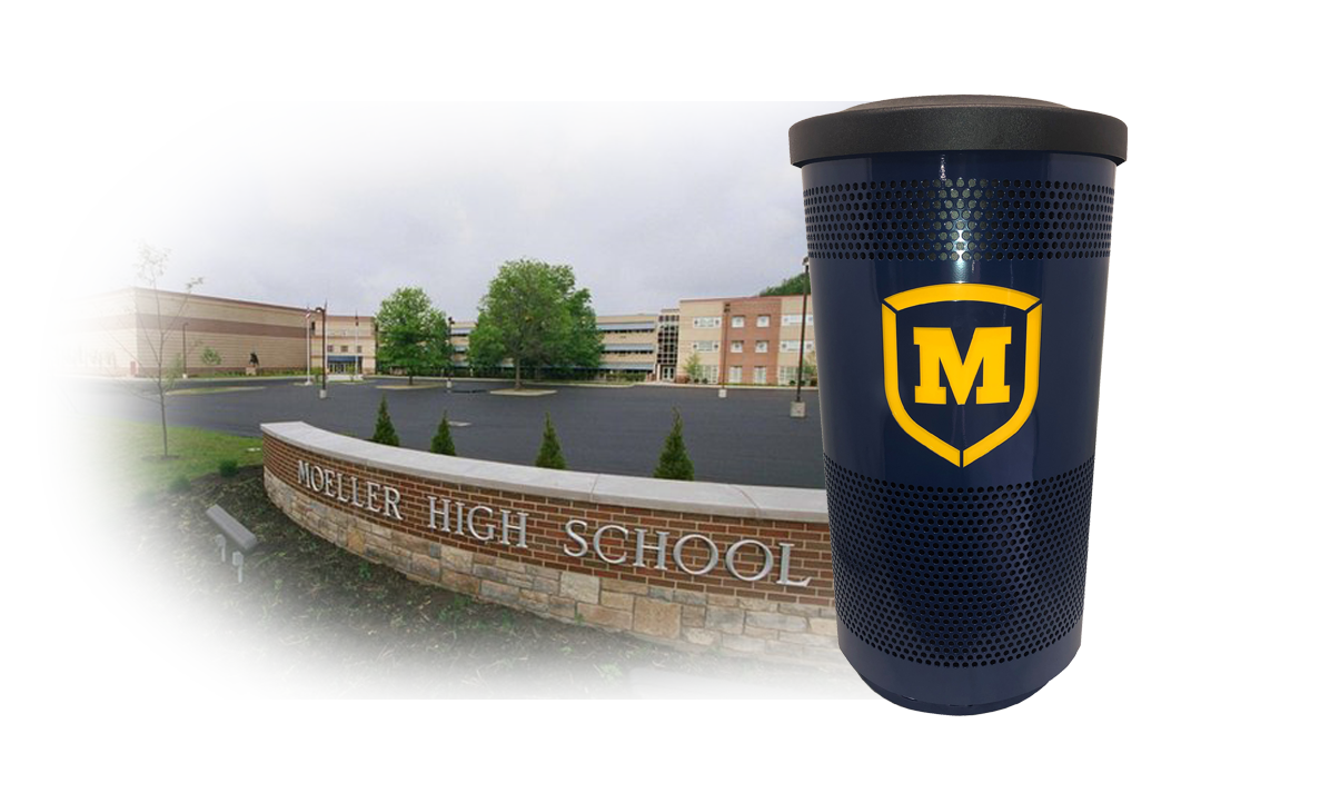 Witt Custom Moeller Logo Stadium Trash Cans Transparent Background