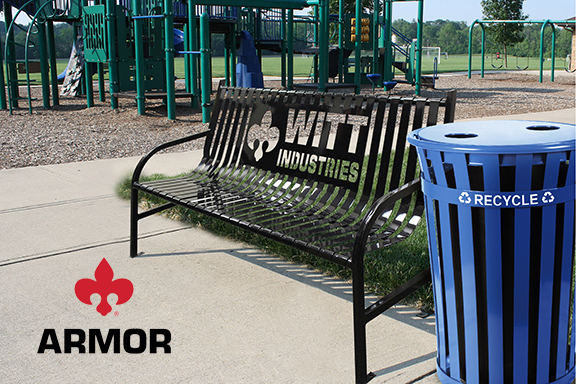 Witt Custom Recycling Bins and Custom Outdoor Benches Envrionment