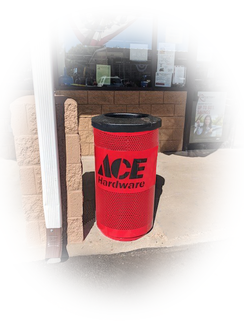 Witt Custom Ace Hardware Logo Custom Trash Cans Storefront Faded