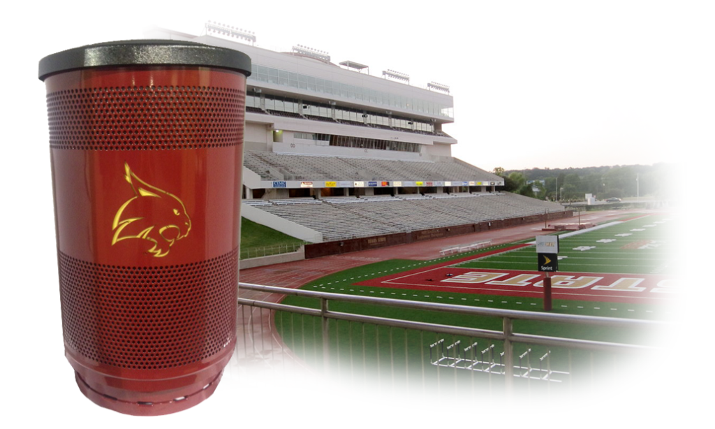 Witt Custom Texas Bobcats Logo Custom Recycling Receptacles Stadium Environment