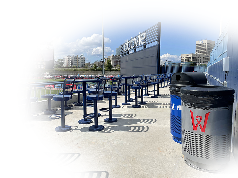 Witt Custom Logo Trash Cans Stainless Steel Worcester Red Sox Stadium with Fade