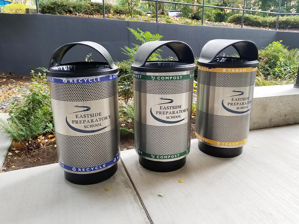 Witt Custom Stainless Steel Eastside Preparatory School Branded Trash Cans Outdoor Environmental