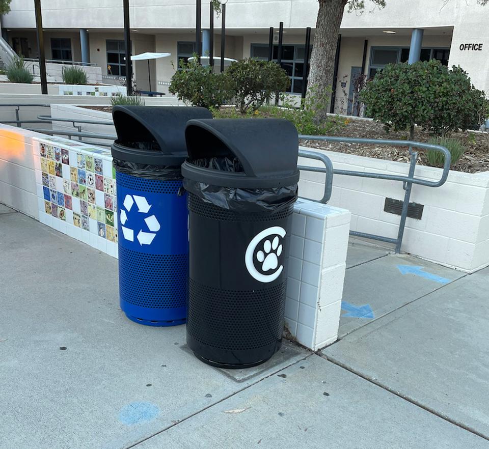 Witt Custom Stainless Steel Chaparral School Branded Trash Cans Outdoor Environmental