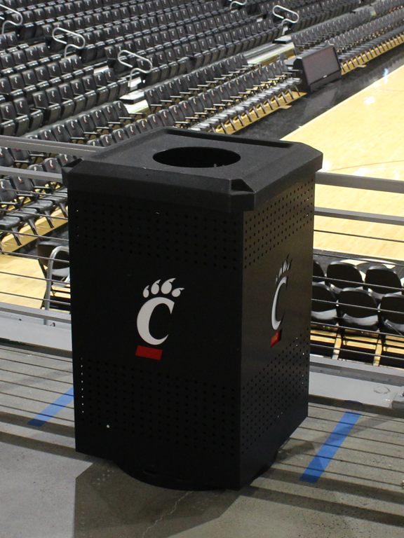 Witt Custom Logo University of Cincinnati Custom Trash Cans in Arena