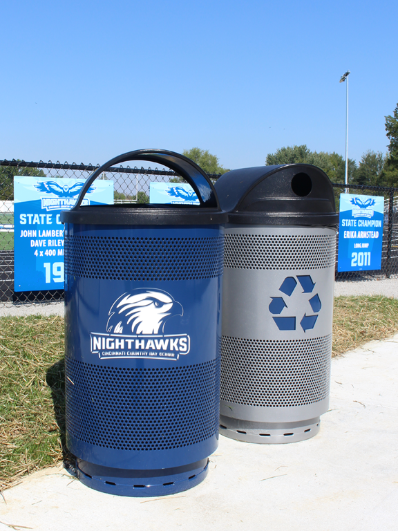 Witt Custom Logo Cincinnati County Day Nighthawks Branded Trash Cans Environmental