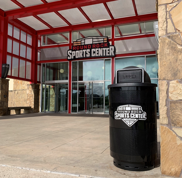 Round Rock Sports Center Custom Waste Receptacles Cans