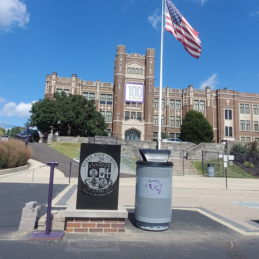 High School Branded Garbage Cans